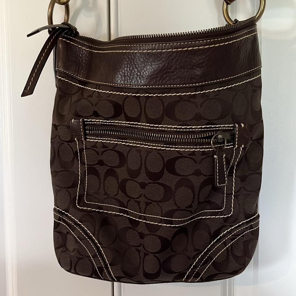 COACH brown logo crossbody, excellent condition